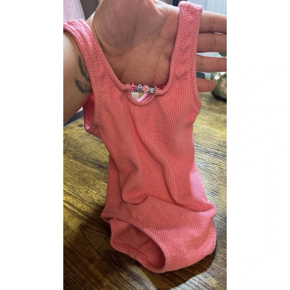Zara Girls Pink LOVE Swimsuit Size 2 NEW One Piece Swimwear Summer